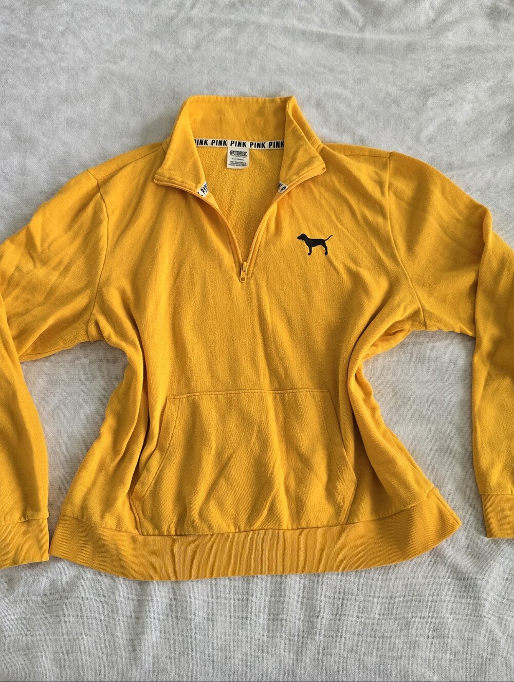 PINK Victoria's Secret Bright Yellow 1/4 Zip Hoodie